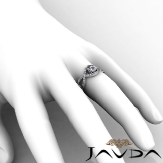 1/2Ct Diamond Engagement Ring Halo Pave Setting 14k White Gold Round Semi Mount