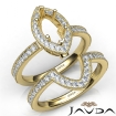 Pave Diamond Engagement Ring Marquise Bridal Set 18k Yellow Gold Semi Mount 1Ct - javda.com 