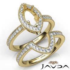 Pave Diamond Engagement Ring Marquise Bridal Set 14k Gold Yellow Semi Mount  (1Ct. tw.)
