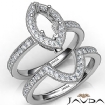 Pave Diamond Engagement Ring Marquise Bridal Set 14K White Gold Semi Mount 1Ct