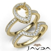 Diamond Engagement Ring Pear Halo Pave Bridal Set 18k Yellow Gold Semi Mount 1Ct - javda.com 