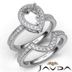 Diamond Engagement Ring Pear Halo Pave Bridal Set 18k White Gold Semi Mount 1Ct - javda.com 