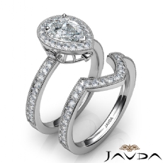 Halo Milgrain Bezel Bridal diamond Ring Platinum 950