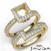 Pave Diamond Engagement Ring Princess Bridal Set 18k Yellow Gold Semi Mount 1Ct - javda.com 