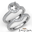 Halo Pave Diamond Engagement Ring Round Bridal Set Platinum 950 Semi Mount 1Ct - javda.com 