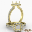 Diamond Engagement Halo Pave Setting Asscher Semi Mount Ring 14k Yellow Gold 0.45Ct - javda.com 
