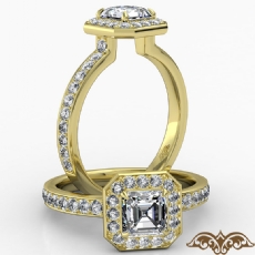 Tall Cathedral Hexagon Halo diamond Ring 14k Gold Yellow