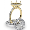French U Split Pave Halo Diamond Engagement Ring Setting 18k Yellow Gold 1Ct - javda.com 