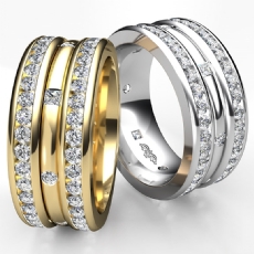 Princess & Round Diamond Men's Eternity Wedding Band in 14k Gold Yellow  (1.75Ct. tw.)