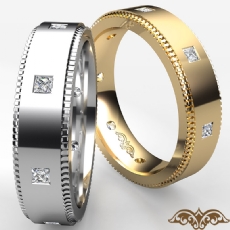 Princess Bezel Set Diamond Eternity Men's Wedding Band Platinum 950  (0.4Ct. tw.)