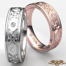 Round Edges Diamond Eternity Men's Wedding Band XO Style Platinum 950  (0.16Ct. tw.)