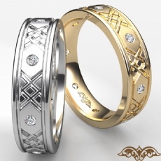 Round Edges Diamond Eternity Men's Wedding Band XO Style 14k Gold Yellow  (0.16Ct. tw.)