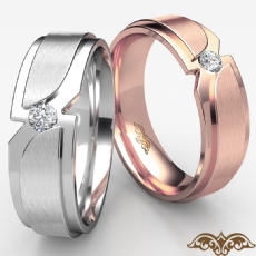 Matte Polish Double Layer Men's Diamond Wedding Band 14k Gold 0.10 Ct