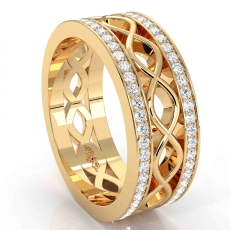 Infinity Center Diamond Eternity Men's Wedding Band in 14k Gold Yellow  (1Ct. tw.)