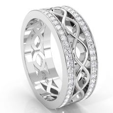 Infinity Center Diamond Eternity Men's Wedding Band in 14k White Gold 1 Ct.