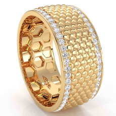 Fish Scale Pattern Diamond Eternity Men's Wedding Band 14k Gold Yellow  (1Ct. tw.)
