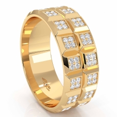 Classic Style Quad Diamond Eternity Men's Wedding Band 14k Gold Yellow  (1.3Ct. tw.)