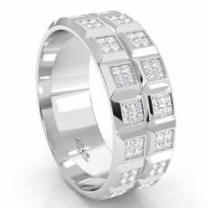 Classic Style Quad Diamond Eternity Men's Wedding Band 14k White Gold 1.50 Ct.