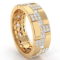 Round & Princess Diamond Eternity Men's Wedding Band 14k Gold Yellow  (2Ct. tw.)