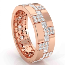 Round & Princess Diamond Eternity Men's Wedding Band 18k Rose Gold  (2Ct. tw.)