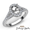 Diamond Engagement 14k White Gold Halo Pave Setting Oval Semi Mount Ring 0.5Ct - javda.com 