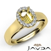 Oval Diamond Engagement Halo Pave Setting Semi Mount Ring 14k Yellow Gold 0.2Ct - javda.com 