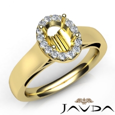 Oval Diamond Engagement Halo Pave Setting Semi Mount Ring 14k Gold Yellow  (0.2Ct. tw.)