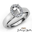 Oval Diamond Engagement Halo Pave Setting Semi Mount Ring 14k White Gold 0.2Ct - javda.com 