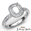 Diamond Engagement Halo Pave Setting Cushion Semi Mount Ring 14k White Gold 0.37Ct - javda.com 