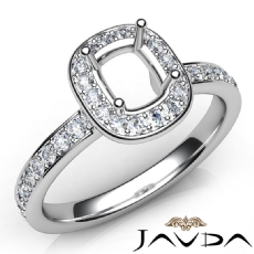 Diamond Engagement Halo Pave Setting Cushion Semi Mount Ring 14K W Gold 0.37Ct