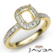 Diamond Engagement Halo Pave Setting Cushion Semi Mount Ring 14k Yellow Gold 0.37Ct - javda.com 