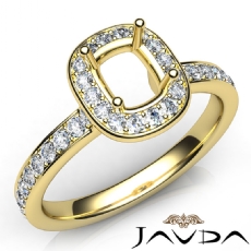 Diamond Engagement Halo Pave Setting Cushion Semi Mount Ring 18k Gold Yellow  (0.37Ct. tw.)