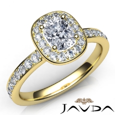 Tall Cathedral Halo Pave Set diamond Ring 14k Gold Yellow