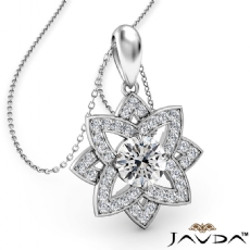 Snowflake Diamond Pendant Necklace In 14k White Gold 18 Inch Chain 0.67Ct.