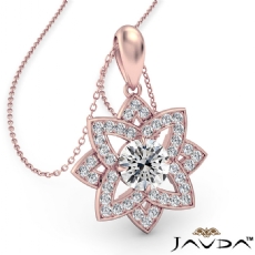 Snowflake Diamond Pendant Necklace In 14k Rose Gold 18 Inch Chain  (0.67Ct. tw.)