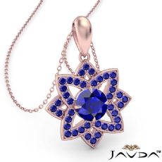 Snowflake Sapphire Pendant Necklace In 14k Rose Gold18 Inch Chain <Dcarat>