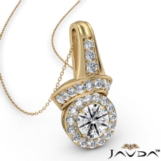 Designer Halo Diamond Pendant Necklace 14k Gold Yellow 18 Inch Chain  (0.42Ct. tw.)
