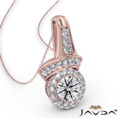 Designer Halo Diamond Pendant Necklace 14k Rose Gold 18 Inch Chain  (0.42Ct. tw.)