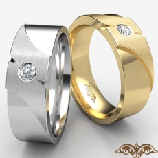 Designer Matte Polish Diamond Men's Half Wedding Band 14k Gold Yellow (0.1Ct. tw.)