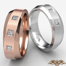 Diagonal Matte Diamond Mens Half Wedding Band 14k White Gold 0.25 Ct