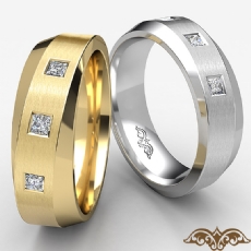 Diagonal Matte Diamond Mens Half Wedding Band 14k Gold Yellow  (0.25Ct. tw.)