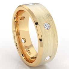 Matte Finish Men's Eternity Bezel Round Diamond Wedding Band 18k Gold Yellow  (0.4Ct. tw.)