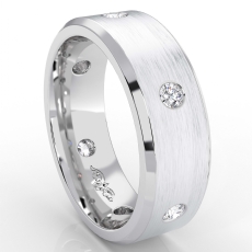 Matte Finish Men's Eternity Bezel Round Diamond Wedding Band 18k Gold White  (0.4Ct. tw.)