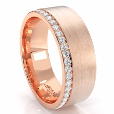Matte Finish Offset Diamond Eternity Men's Wedding Band 18k Rose Gold  (0.8Ct. tw.)