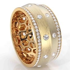 Bezel Set Knife Edge Diamond Eternity Men's Wedding Band 14k Gold Yellow  (1.31Ct. tw.)