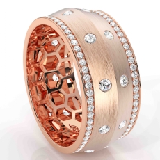 Bezel Set Knife Edge Diamond Eternity Men's Wedding Band 18k Rose Gold  (1.31Ct. tw.)