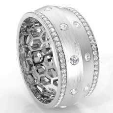 Bezel Set Knife Edge Diamond Eternity Men's Wedding Band 18k Gold White  (1.31Ct. tw.)