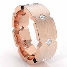 Jagged Edge Matte Finish Men's Eternity Diamond Wedding Band 18k Rose Gold  (0.5Ct. tw.)