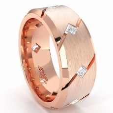 Diagonal Cuts Matte Finish Men's Eternity Diamond Wedding Band 18k Rose Gold  (0.6Ct. tw.)