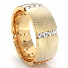 Matte Men's Eternity Channel Round Diamond Wedding Band 14k Gold Yellow  (0.7Ct. tw.)